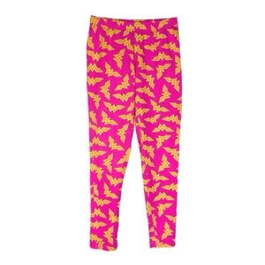 DC Comics Neon Pink Yellow Wonder Woman Logo Leggings